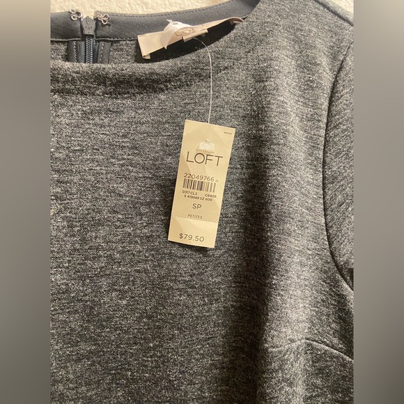 Loft petite size Small color grey mini dress long sleeve - Picture 6 of 6